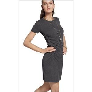 CAbi Weekend Charcoal Gray Ruched Side Short Sleeve Stretchy Dress Size Small